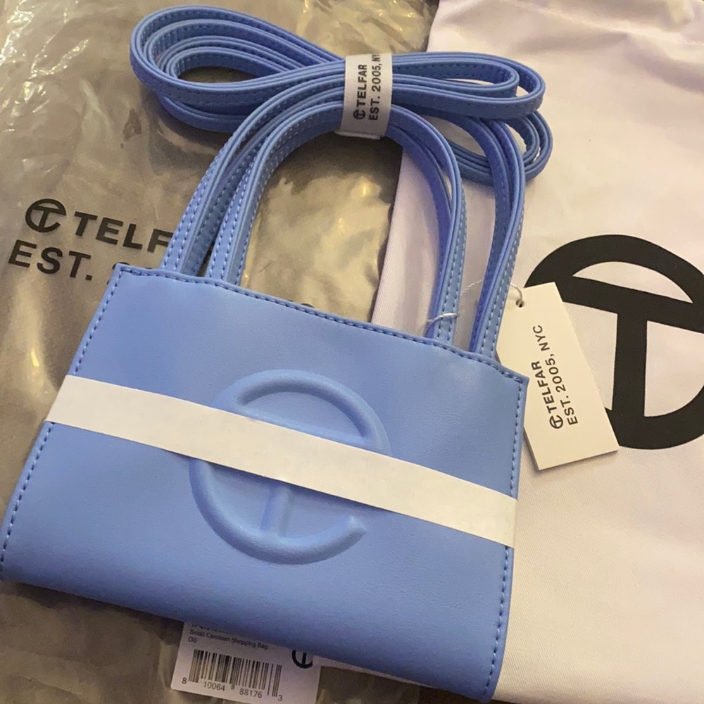 NWT Telfar Small Cerulean Shopping Bag. Duster Bag and Plastic Bag Included